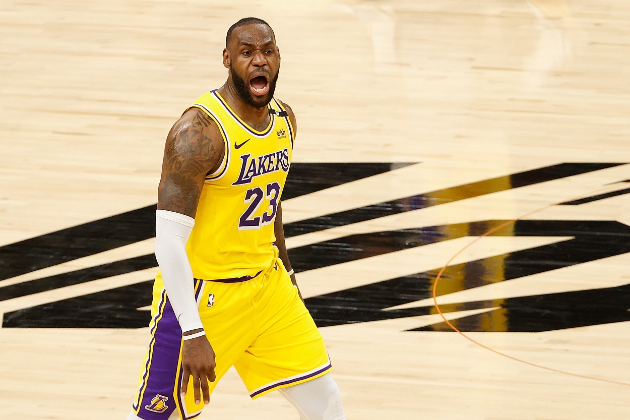 LeBron James during a Lakers-Suns matchup in the 2021 NBA Playoffs