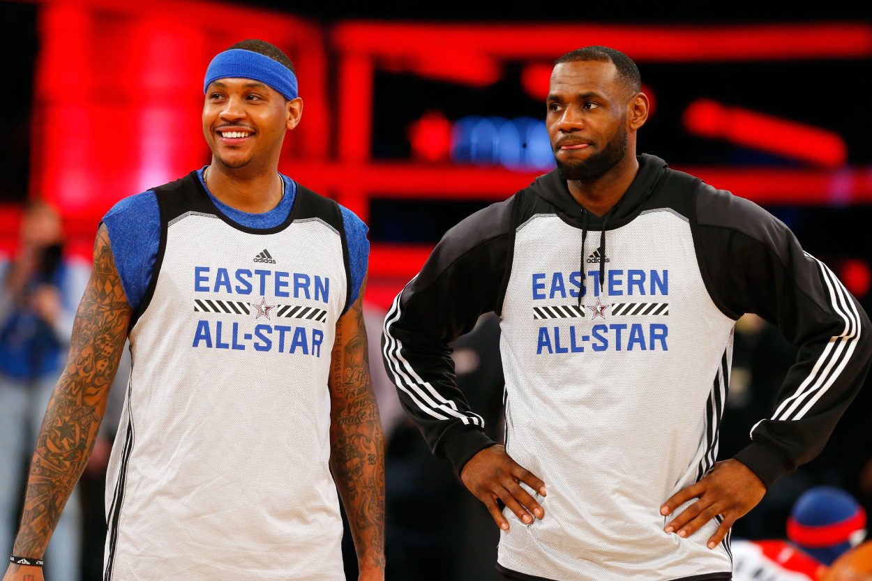 Banana boat buddies Carmelo Anthony and LeBron James, who are teaming up on the Lakers.