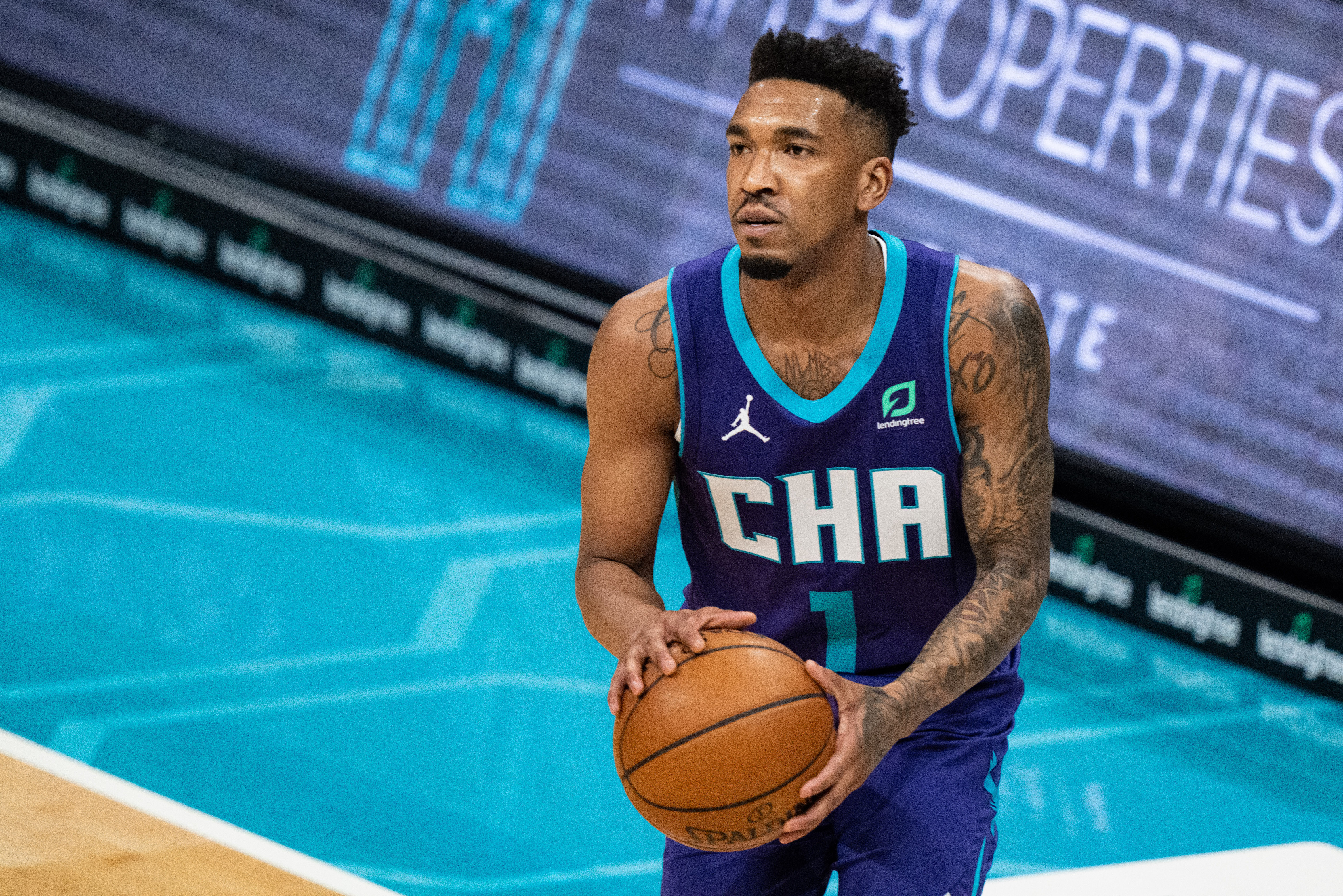 New Lakers signee Malik Monk shoots during a game in May
