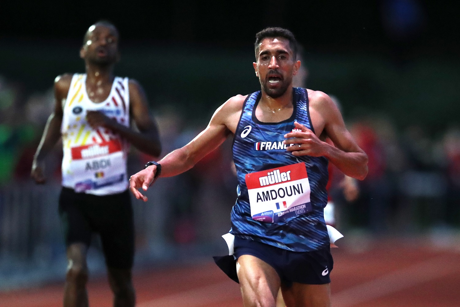 Morhad Amdouni of France wins the men's 10,000 meters during the Muller British Athletics Championships & European Athletics Cup at University of Birmingham on June 5, 2021, in England.