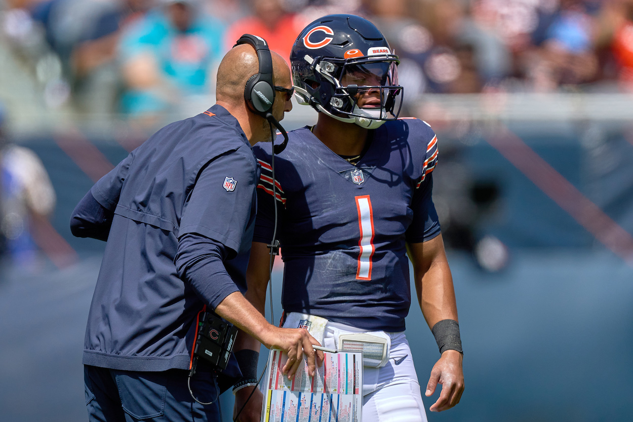 Matt Nagy and Justin Fields.