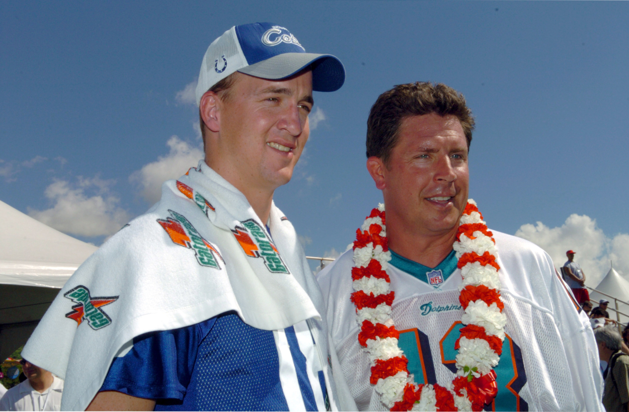 Indianapolis Colts legend and first overall 1998 NFL Draft pick Peyton Manning with former Dolphins QB Dan Marino.