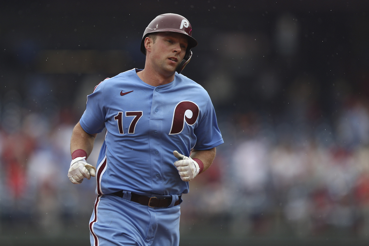 Rhys Hoskins playing for the Philadelphia Phillies.