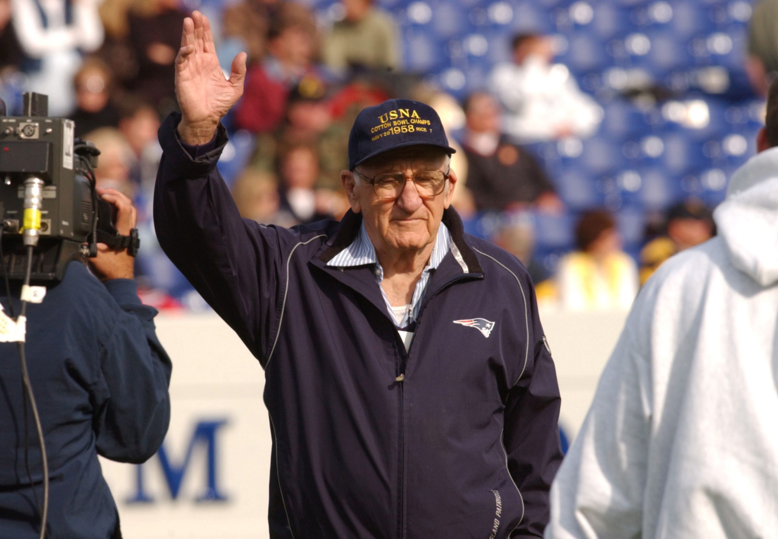 Steve Belichick, father of Bill Belichick, was honored at halftime of a Navy football game in 2003.
