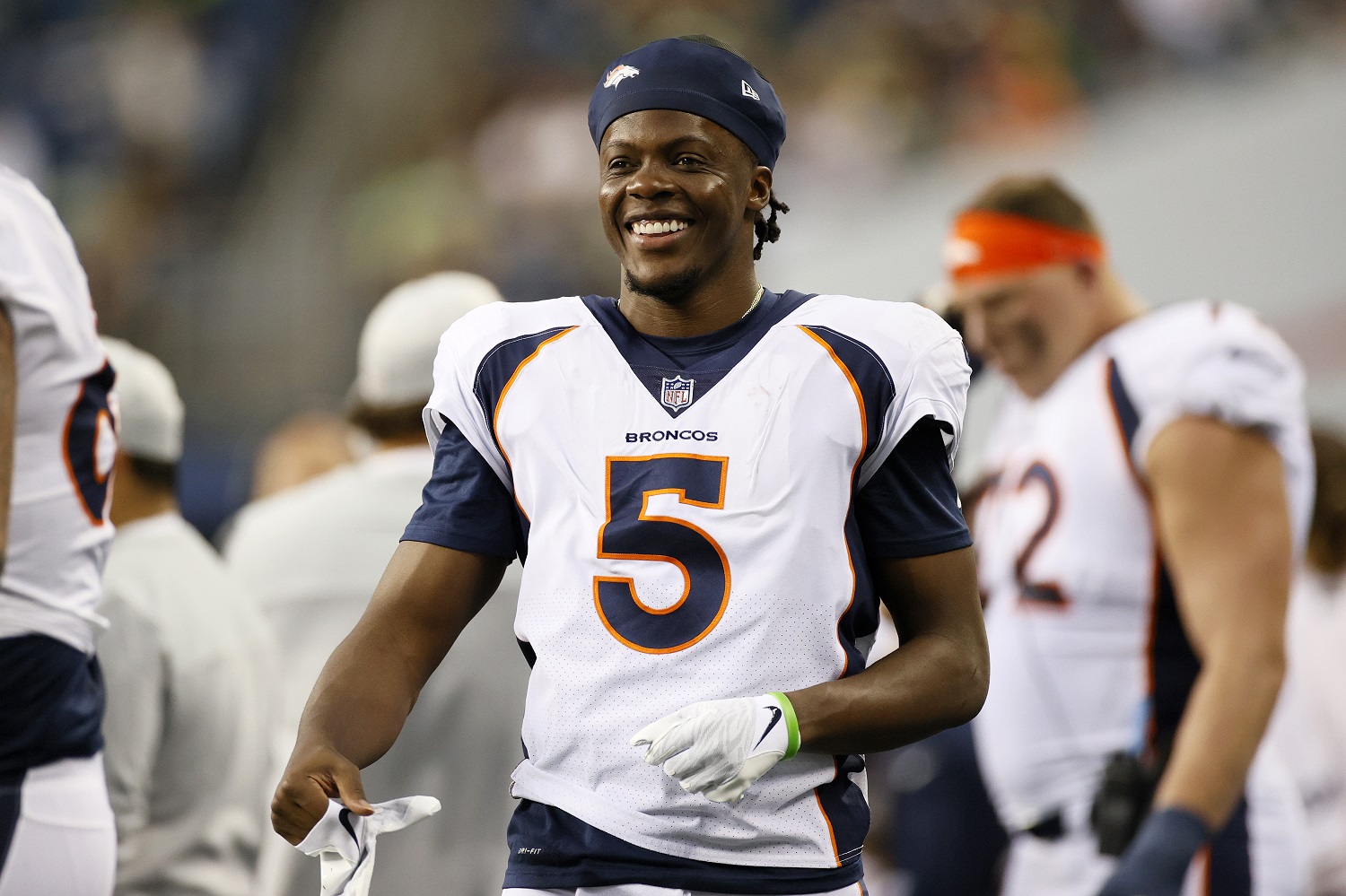 Quarterback Teddy Bridgewater of the Denver Broncos looks on during an NFL preseason game against the Seattle Seahawks in Seattle. | Steph Chambers/Getty Images