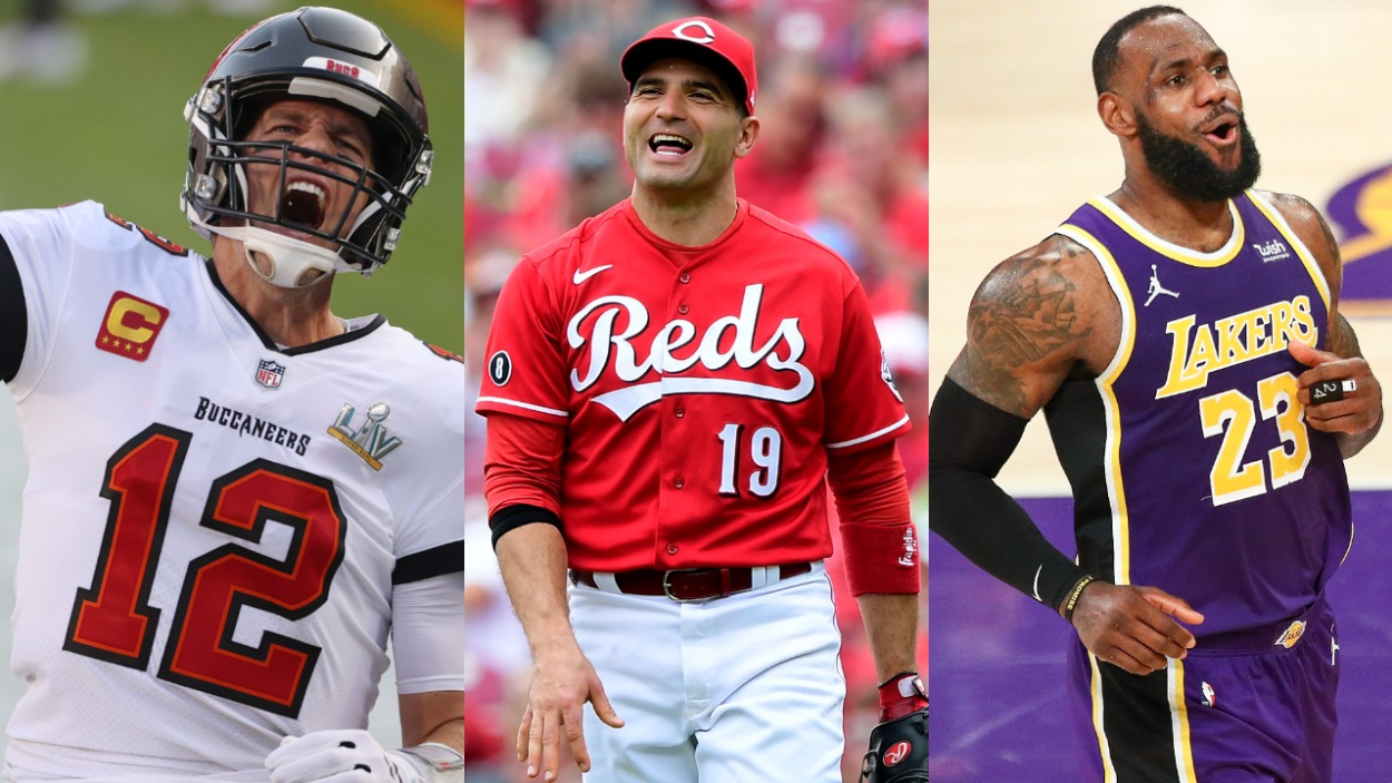 Buccaneers QB Tom Brady, Reds star Joey Votto, and NBA forward LeBron James.
