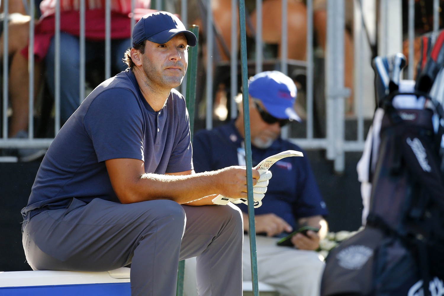 Tony Romo looks on during the second round of the Safeway Open at Silverado Resort on Sept. 27, 2019 ,in Napa, California.