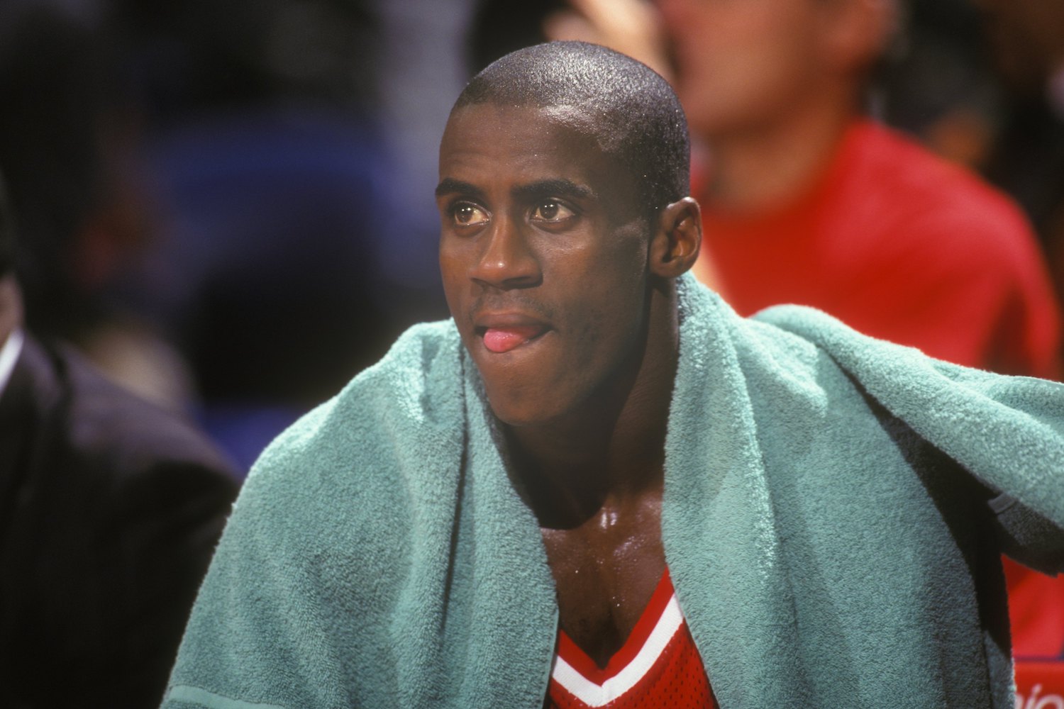 Vernon Maxwell sits on the bench during his time with the Philadelphia 76ers.