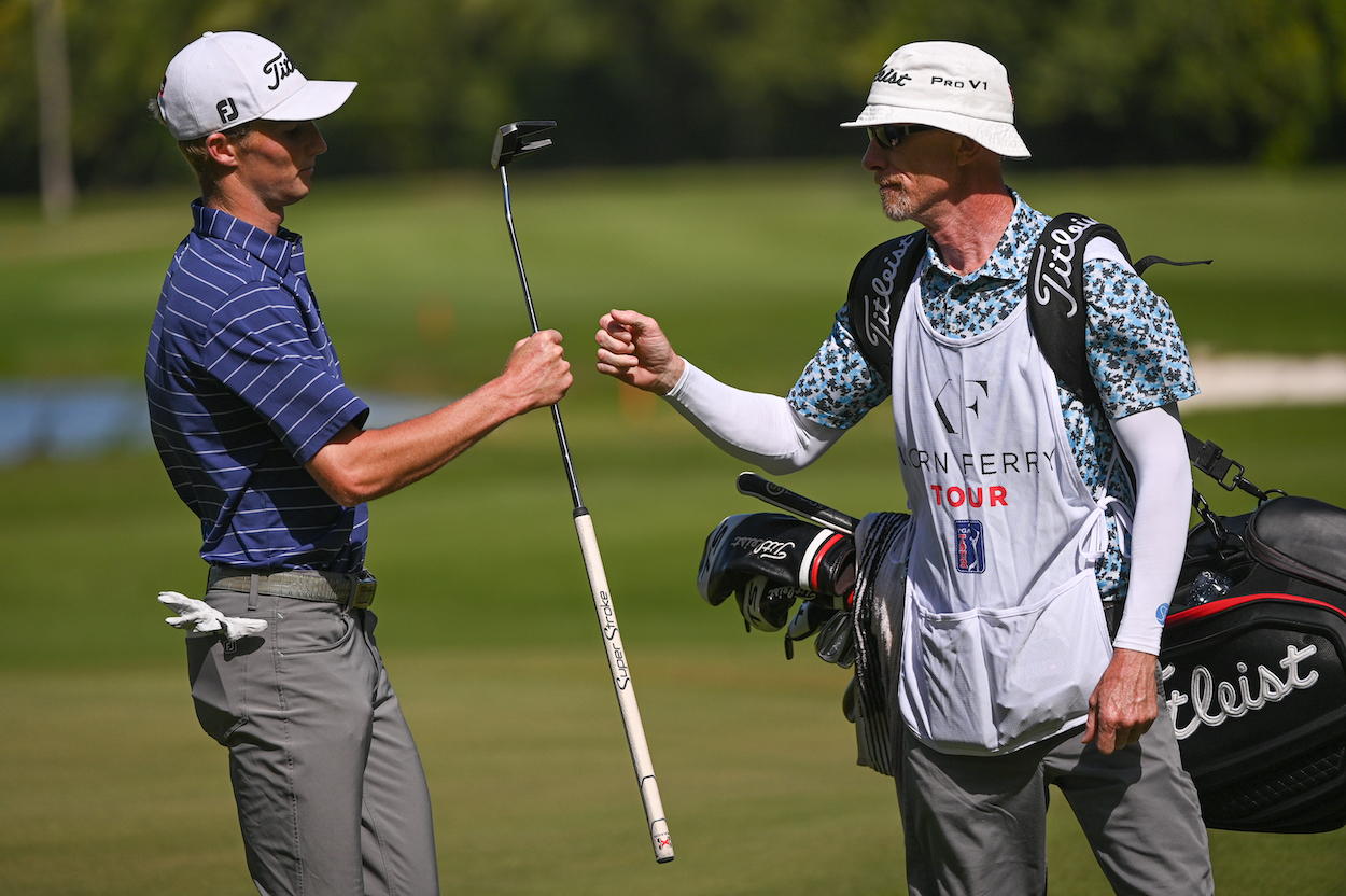 Will Zalatoris can thank his caddie for his first professional win.