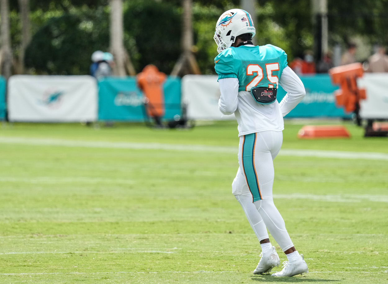 Xavien Howard at Miami Dolphins training camp.