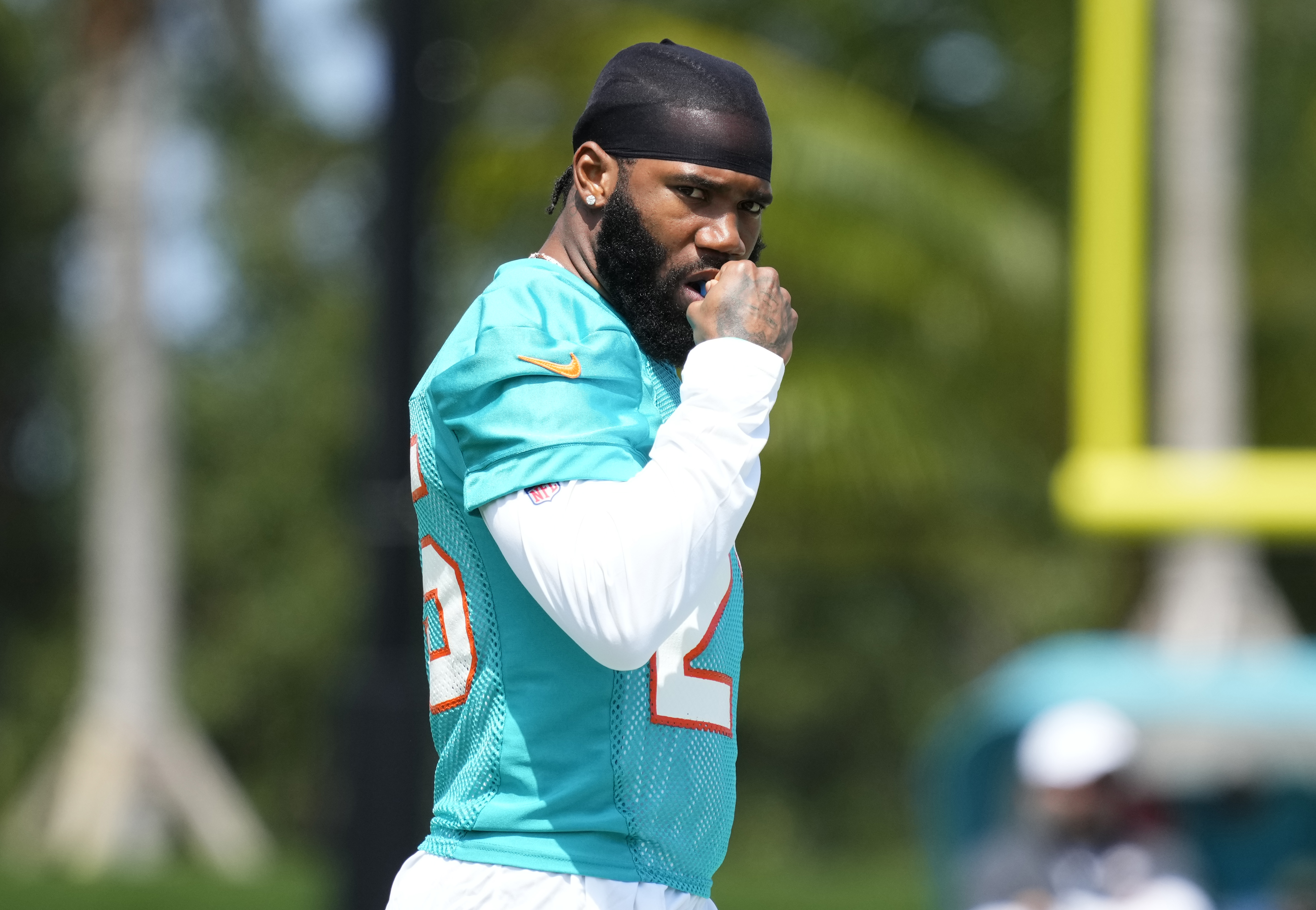 Xavien Howard on the practice field during training camp
