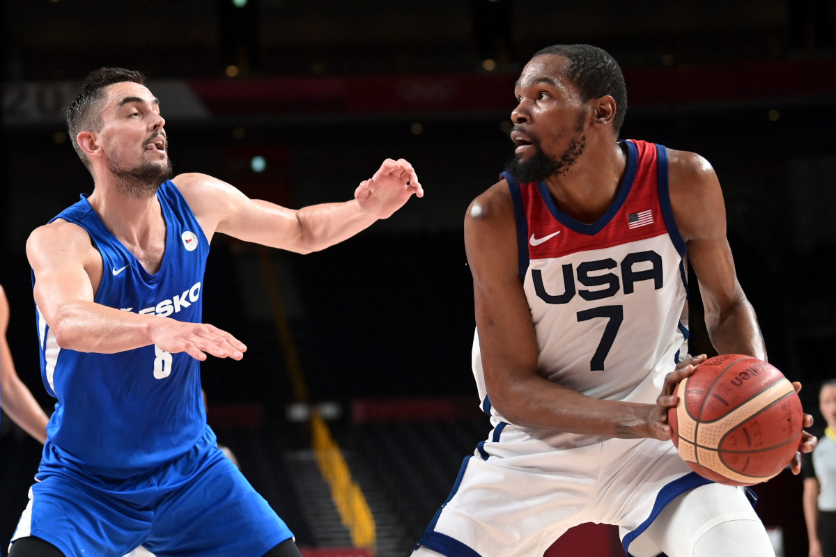 Kevin Durant of Team USA broke USA Basketball's Olympic career scoring record