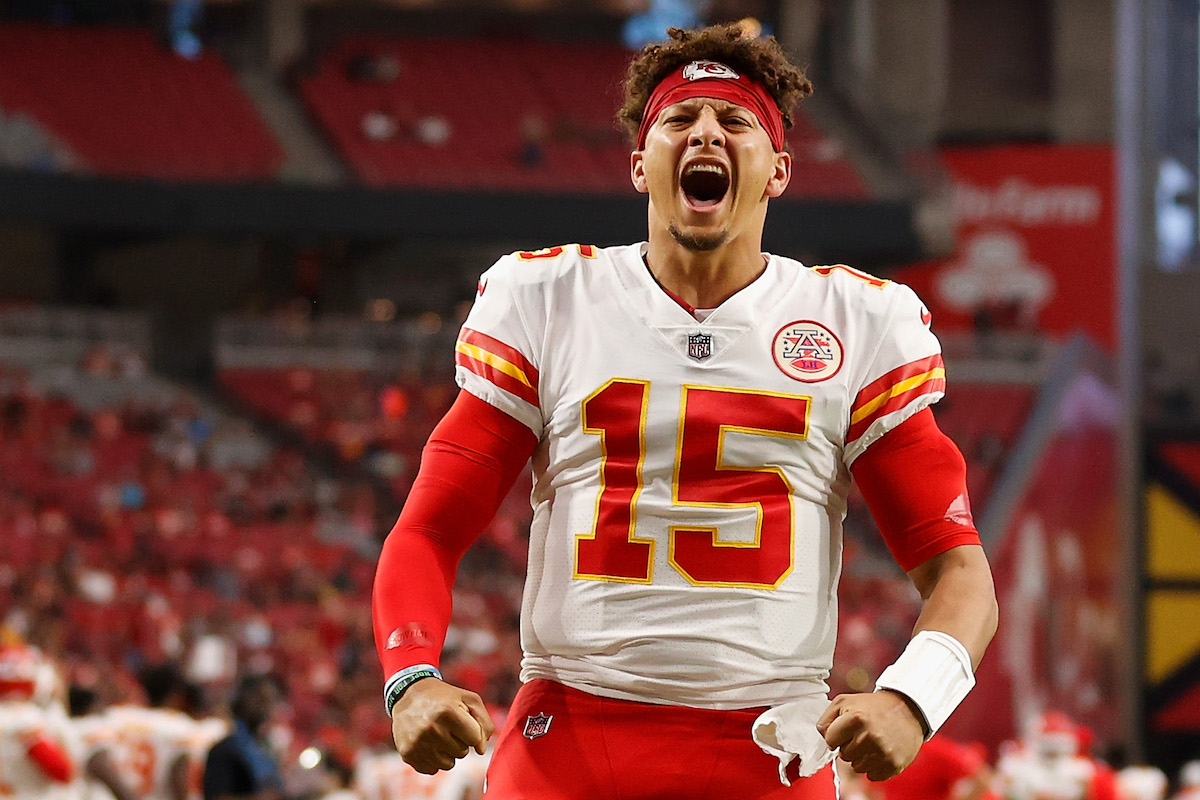 Quarterback Patrick Mahomes, the highest paid NFL player, #15 of the Kansas City Chiefs 