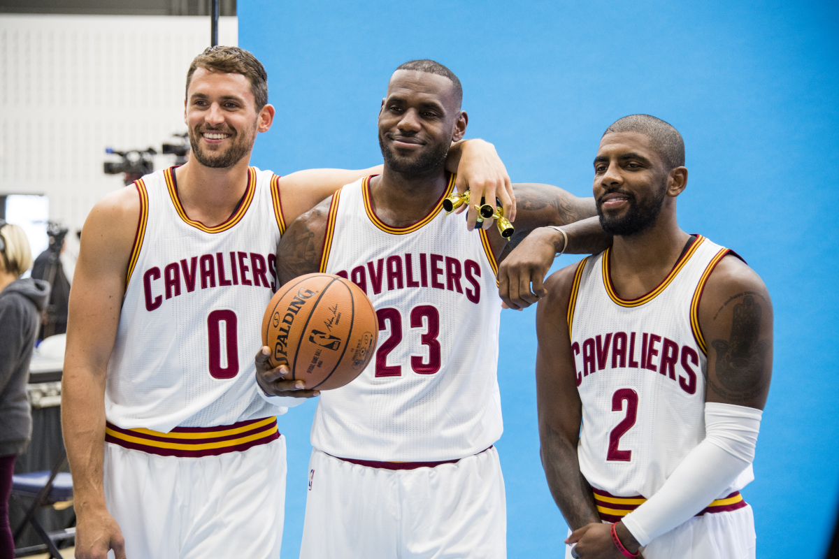 Kevin Love, LeBron James, and Kyrie Irving in happier times