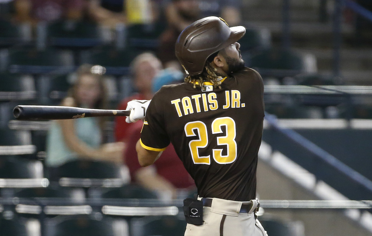Fernando Tatis Jr. hits a home run for the San Diego Padres.