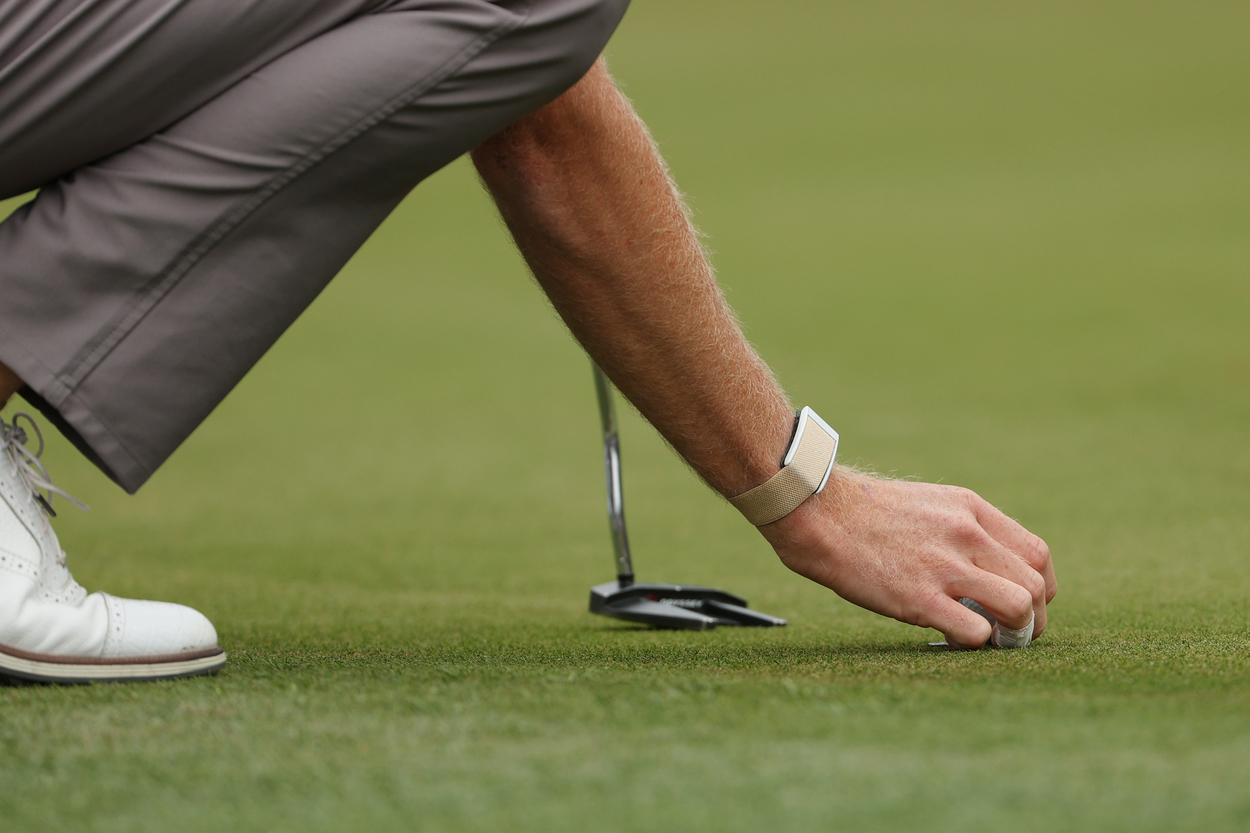 The Whoop band surrounds a golfer's wrist during a PGA Tour event.