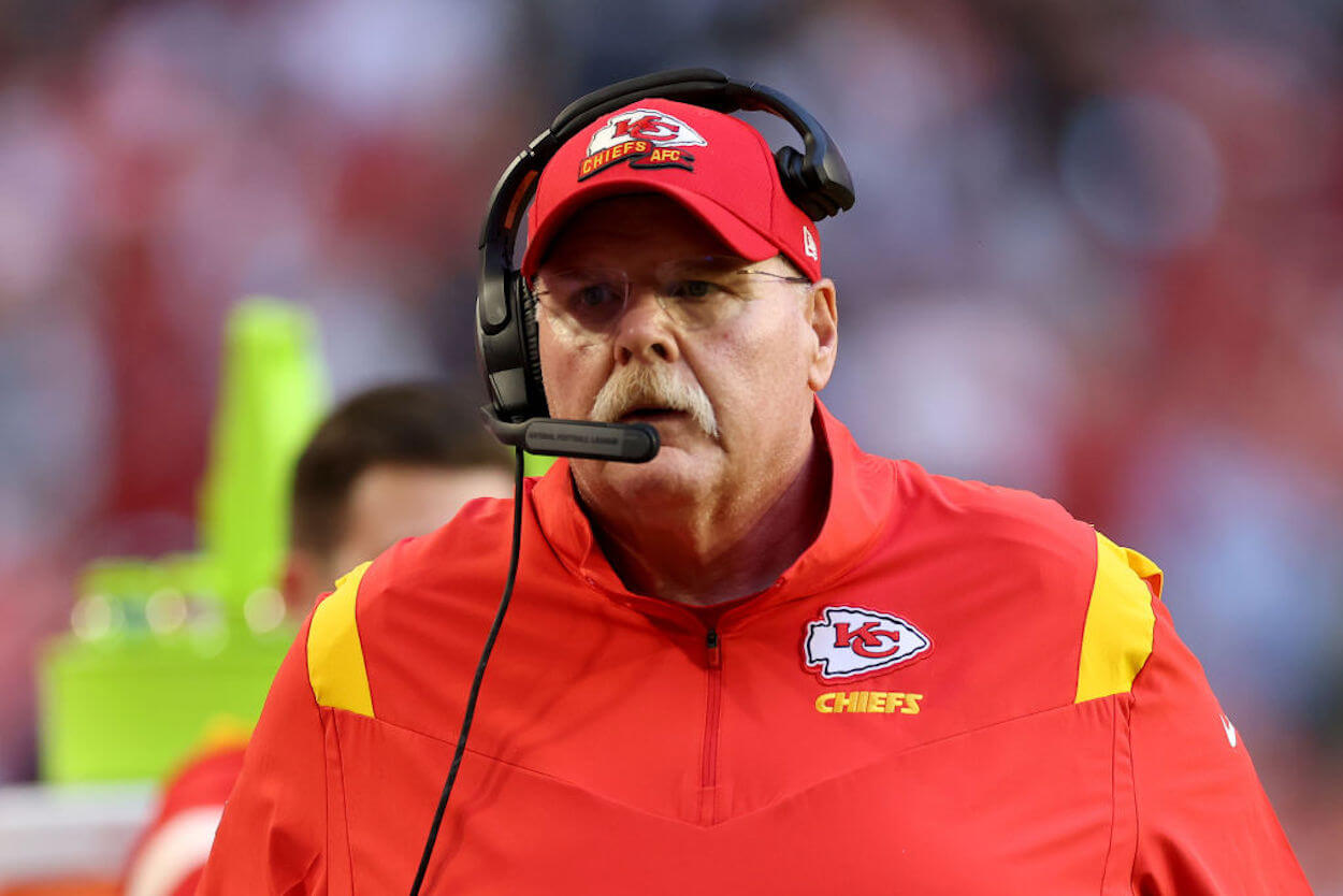 Andy Reid on the sidelines during a Kansas City Chiefs game.