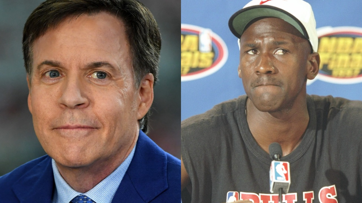 Legendary broadcaster Bob Costas and Chicago Bulls great Michael Jordan.
