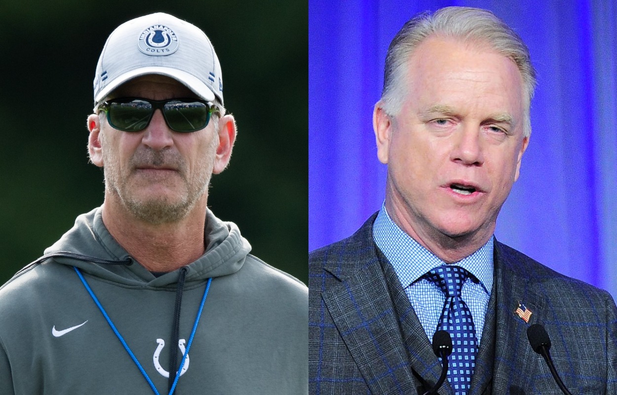 Indianapolis Colts head coach Frank Reich (L) in 2018 and ex-New York Jets quarterback Boomer Esiason.