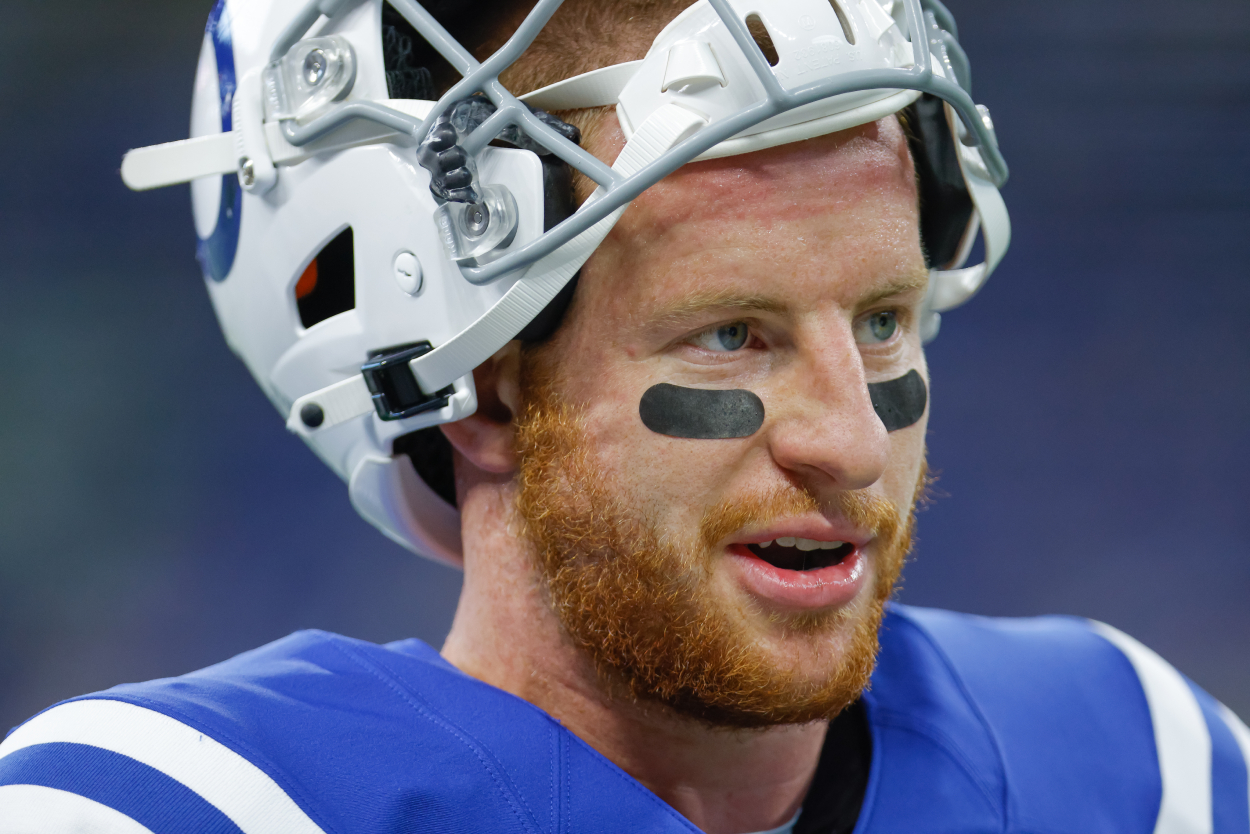 Indianapolis Colts quarterback Carson Wentz in 2021 against the Seahawks.