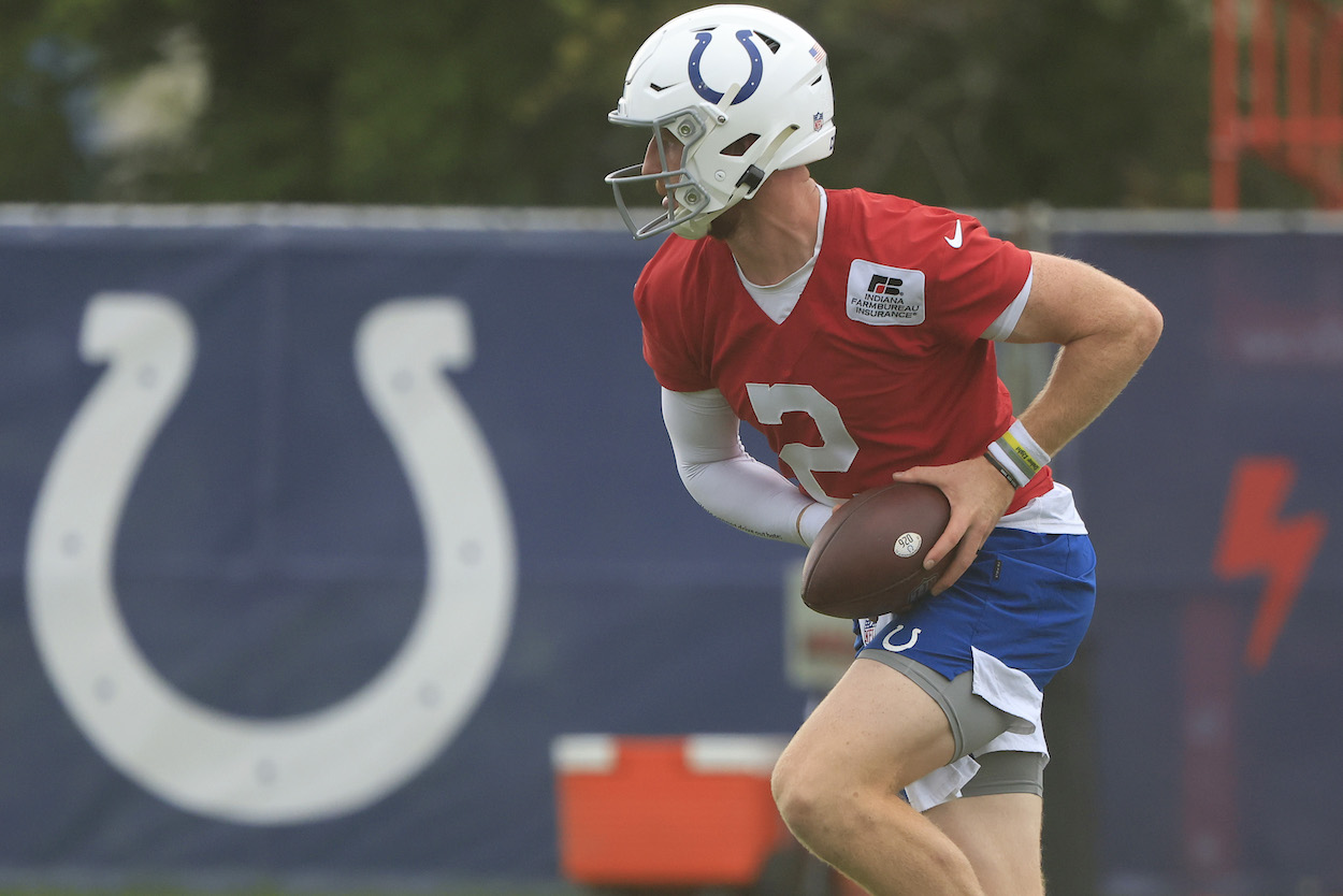 Carson Wentz during an Indianapolis Colts practice.
