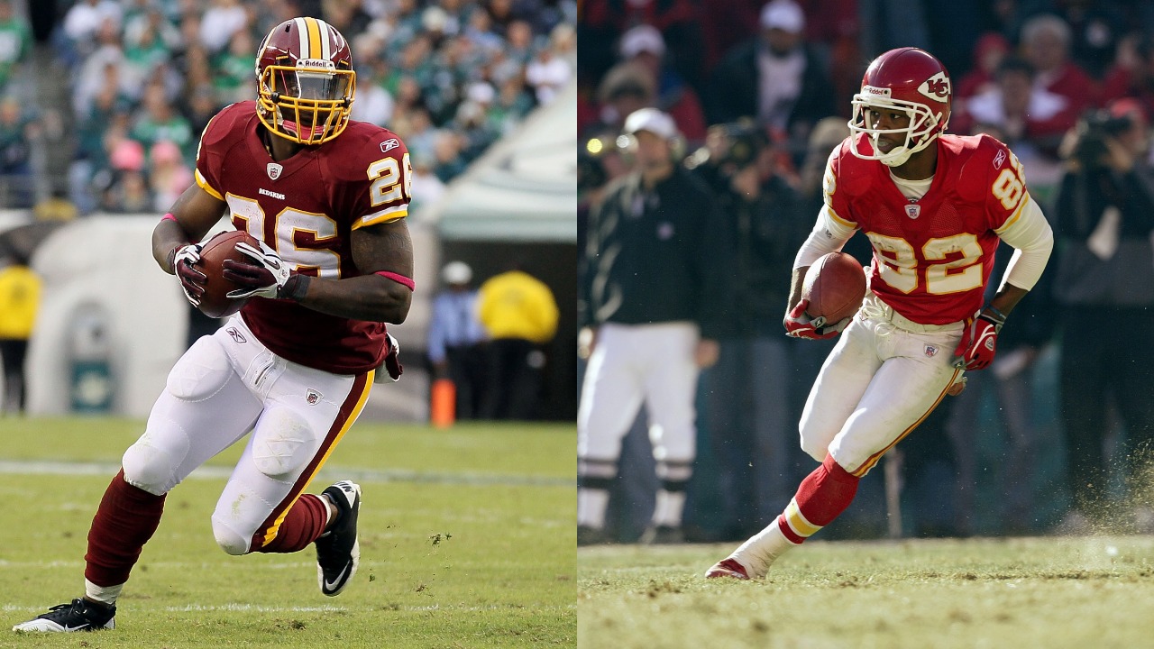 Washington running back Clinton Portis in action; Kansas City Chiefs wide receiver Dante Hall in action