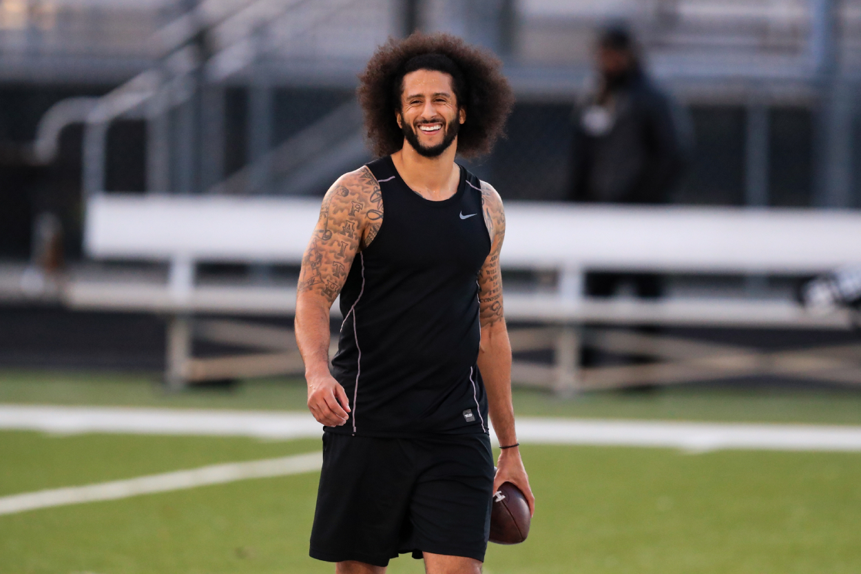 Former 49ers and NFL quarterback Colin Kaepernick at a workout in 2019.