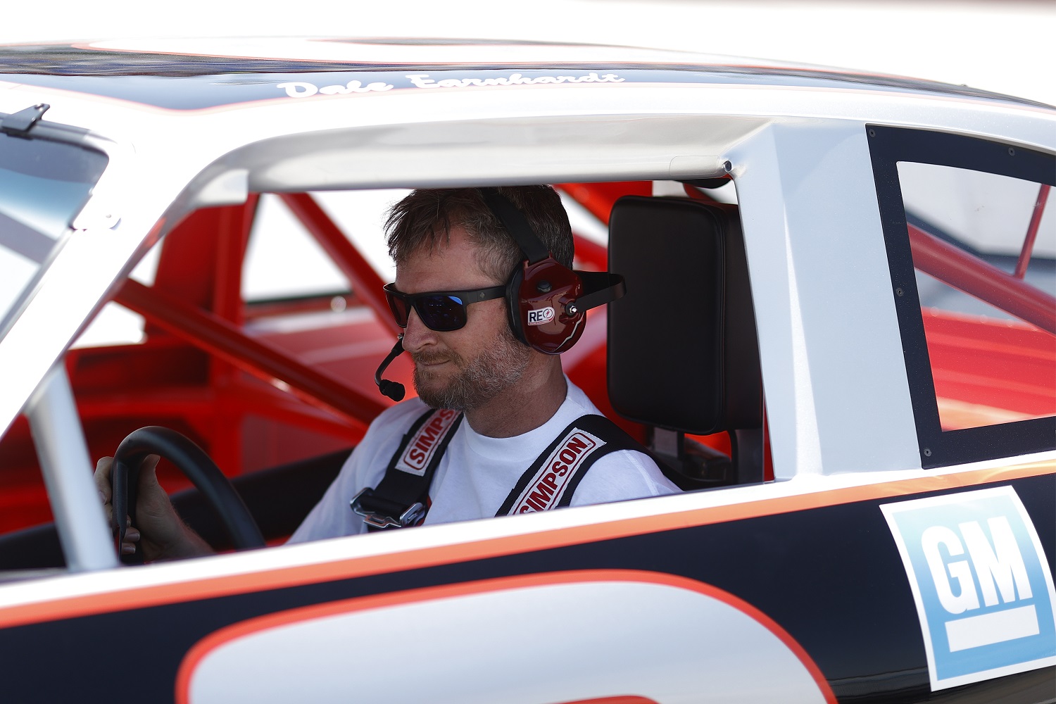 Dale Earnhardt Jr. leads the pace lap in his father’s No. 8 Chevrolet prior to the NASCAR Xfinity Series Steakhouse Elite 200 at Darlington Raceway on May 8, 2021.