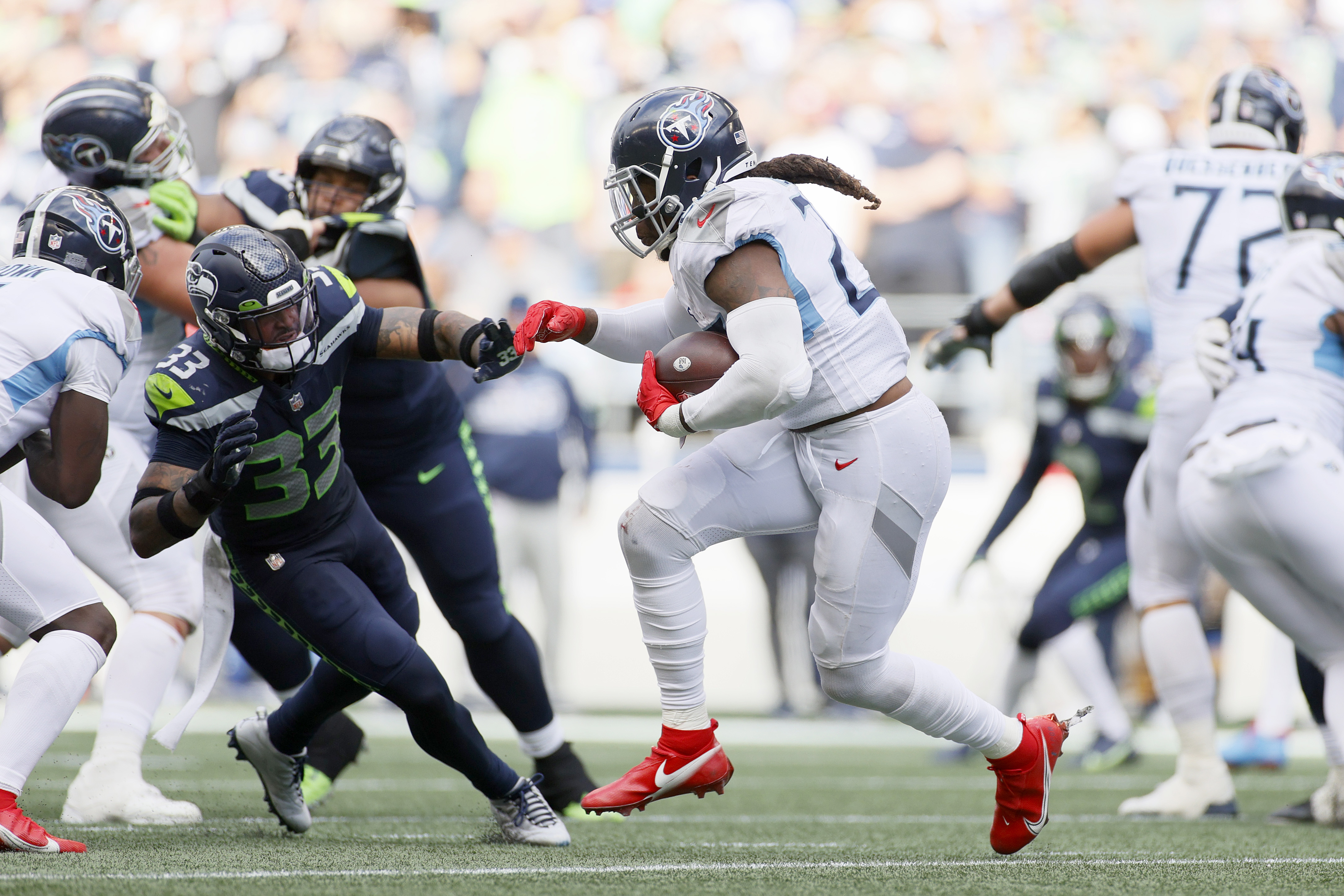 Titans running back Derrick Henry in action against the Seahawks