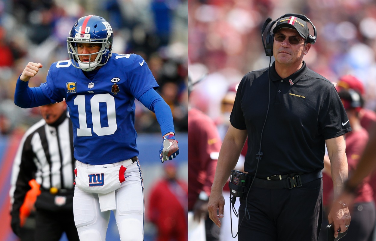 New York Giants legend Eli Manning and Washington Football Team head coach Ron Rivera.