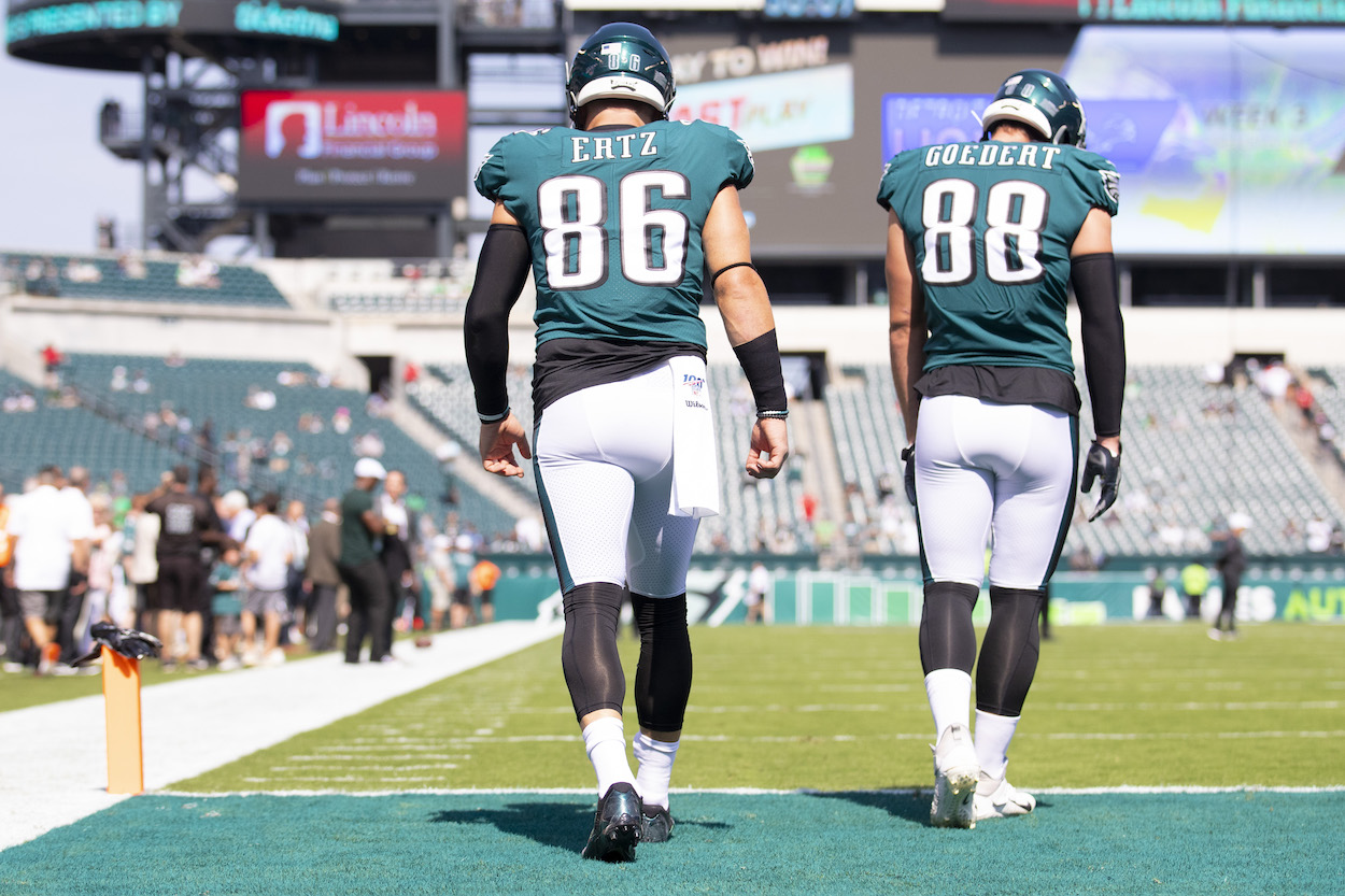 Dallas Goedert and Zach Ertz of the Philadelphia Eagles.