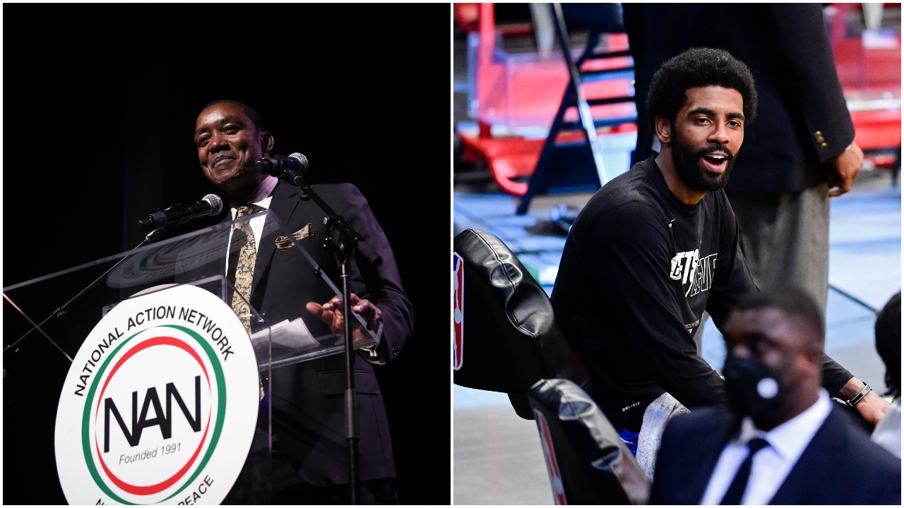 Isiah Thomas at the 2019 Triumph Awards and Nets guard Kyrie Irving on the bench before a playoff game