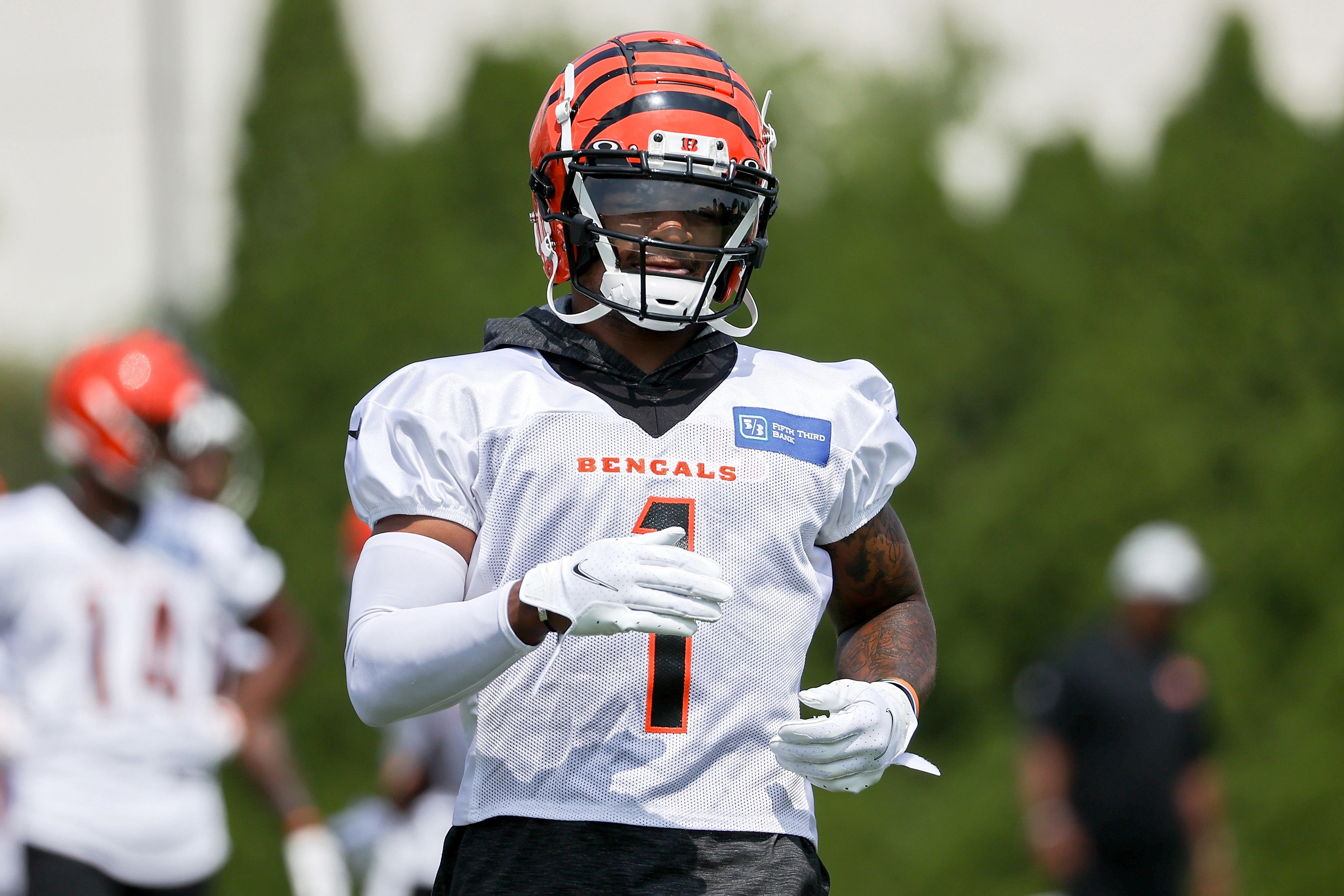 Bengals wide receiver Ja'Marr Chase in action during training camp