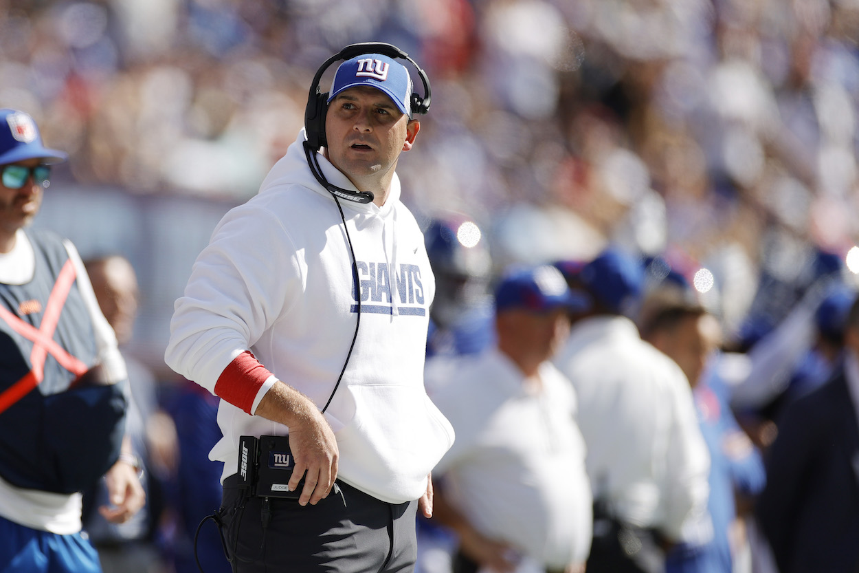 Joe Judge coaching the New York Giants.