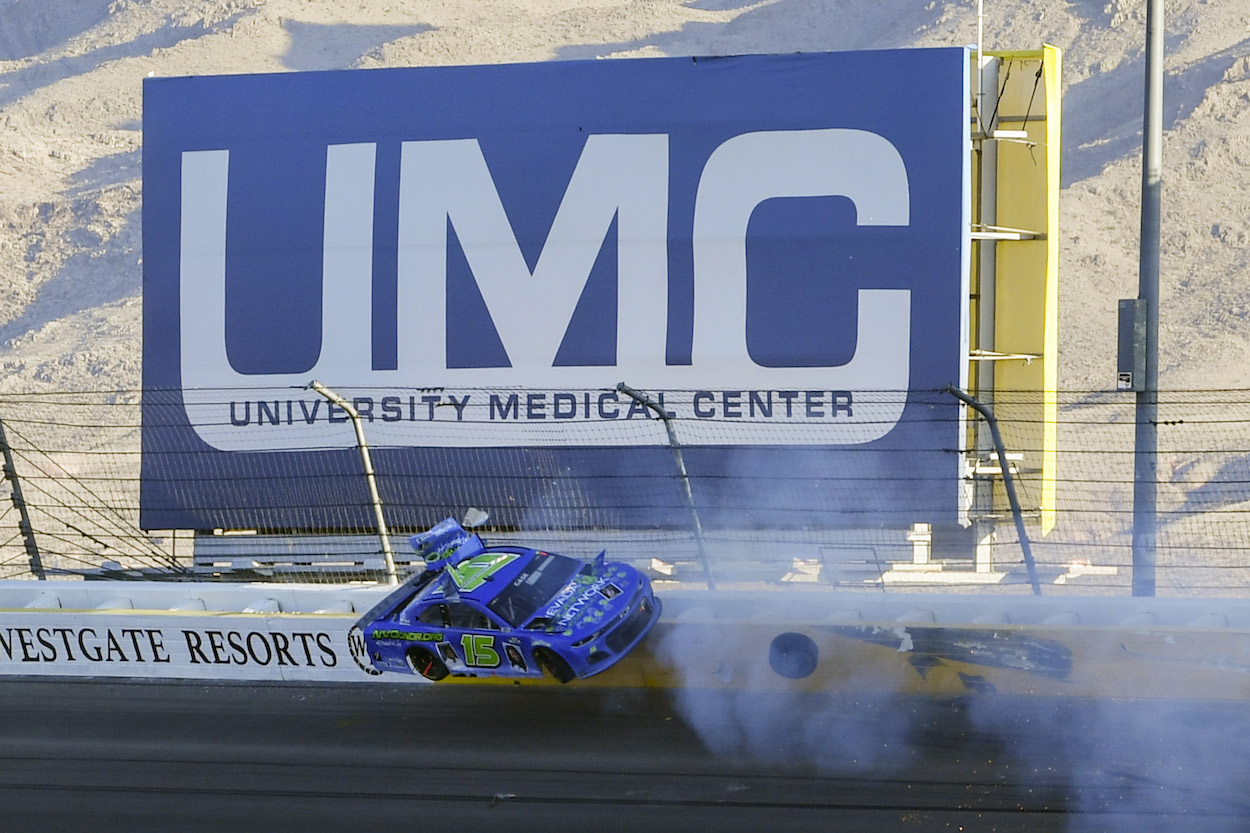 Rick Ware Racing driver Joey Gase goes airborne after hitting wall