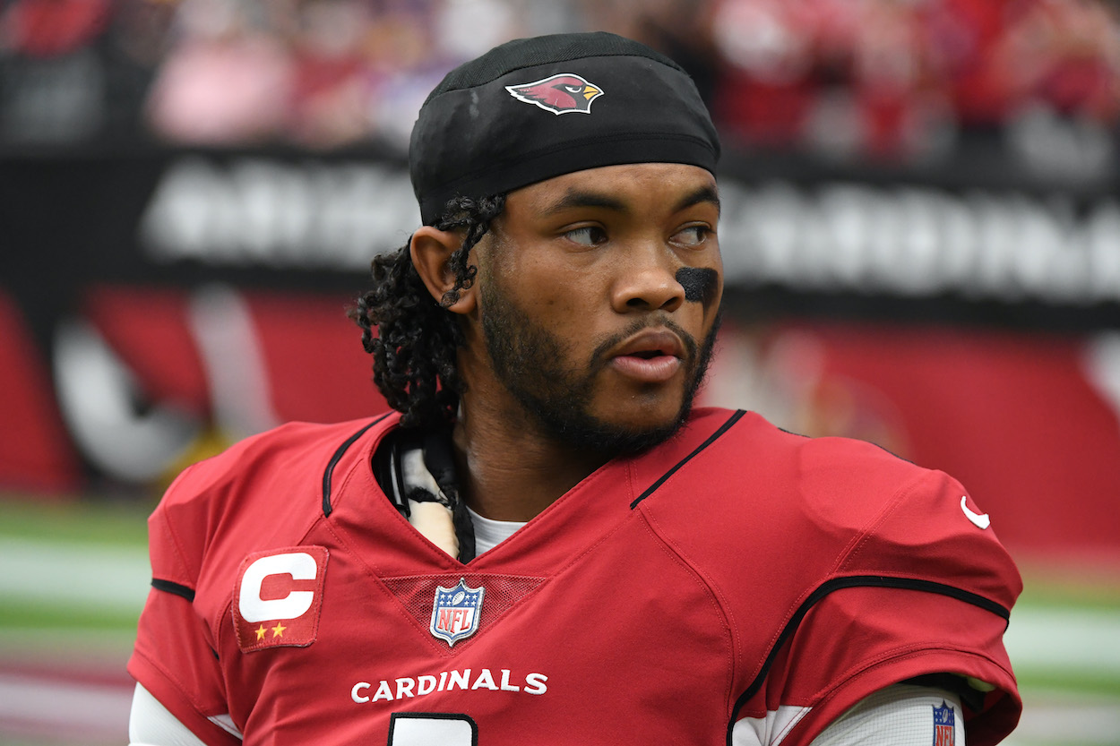 Kyler Murray of the Arizona Cardinals prepares for a game against the Minnesota Vikings at State Farm Stadium on September 19, 2021 in Glendale, Arizona.