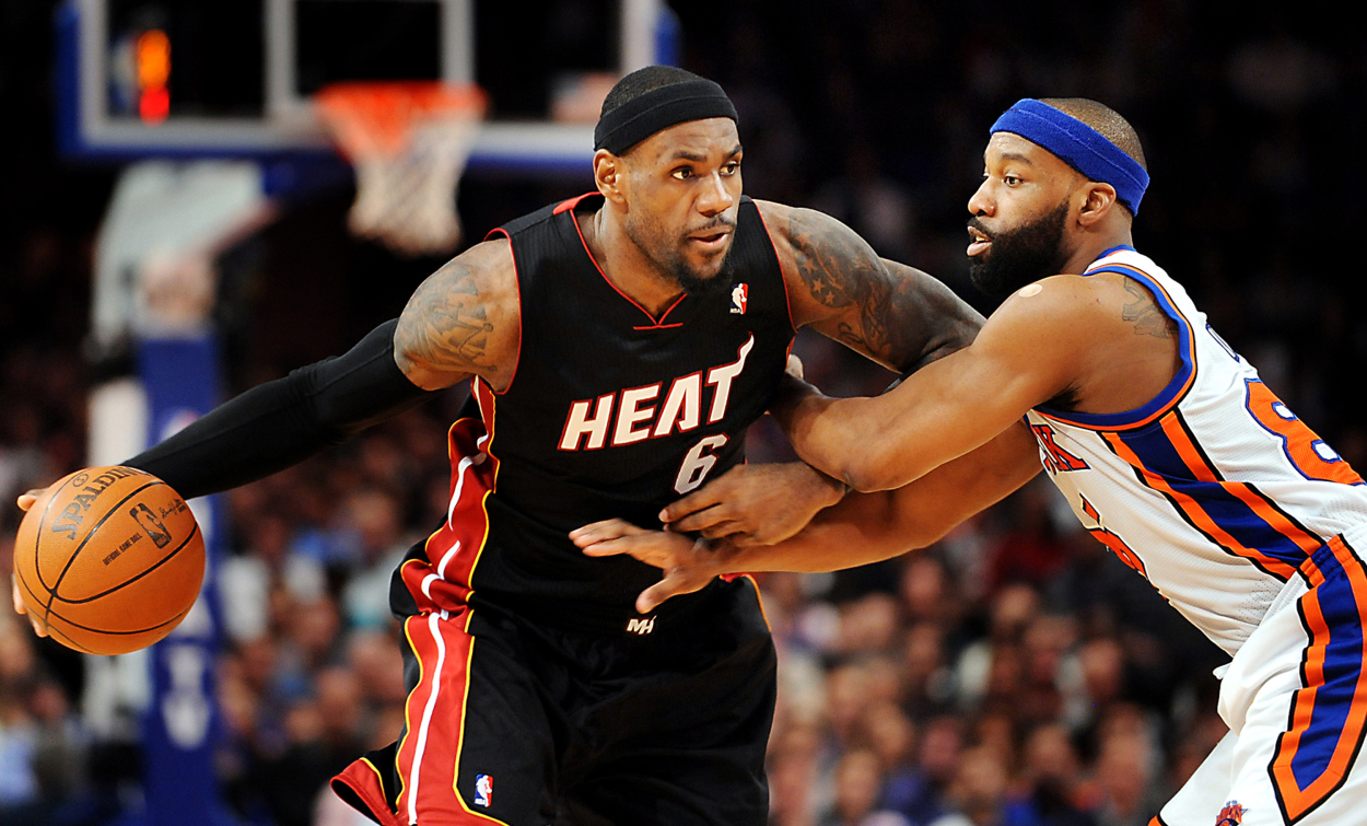 Former Heat and Cavs star LeBron James and former NBA All-Star Baron Davis.