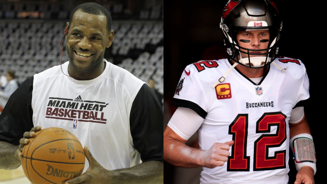 NBA and former Heat star LeBron James and NFL GOAT Tom Brady.