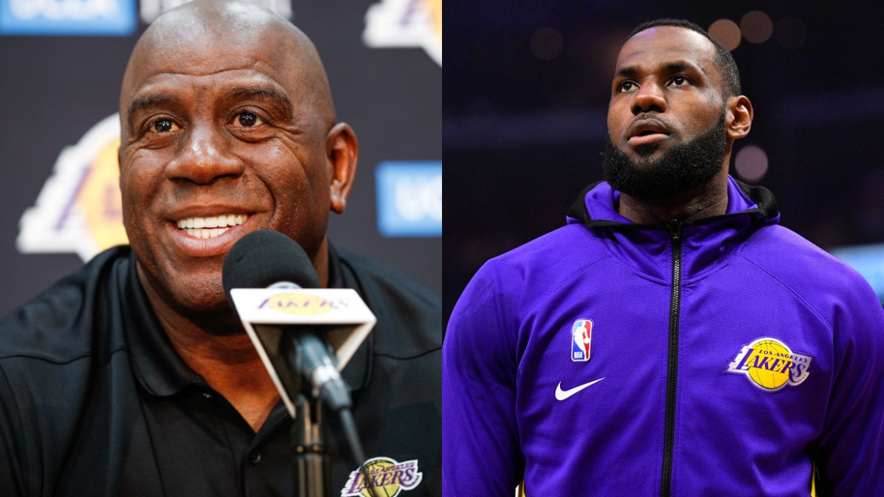 NBA legend Magic Johnson and Los Angeles Lakers star LeBron James.