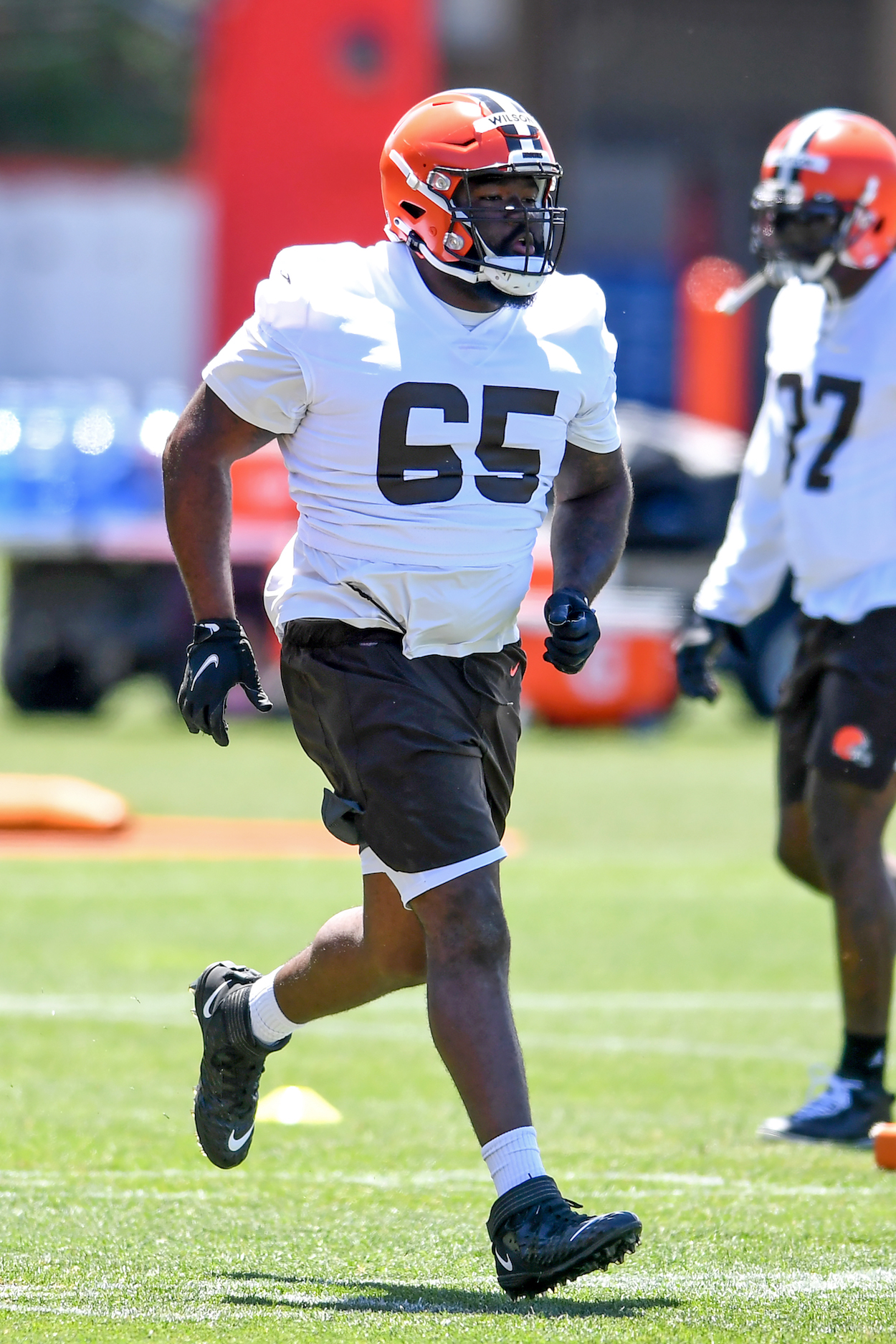 Former Cleveland Browns DT Marvin Wilson at practice.