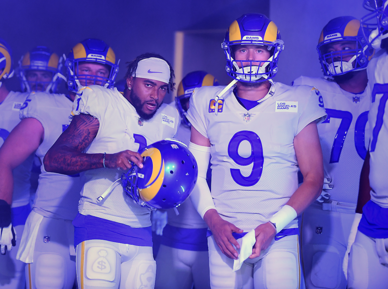 Matthew Stafford with Rams teammate DeSean Jackson.