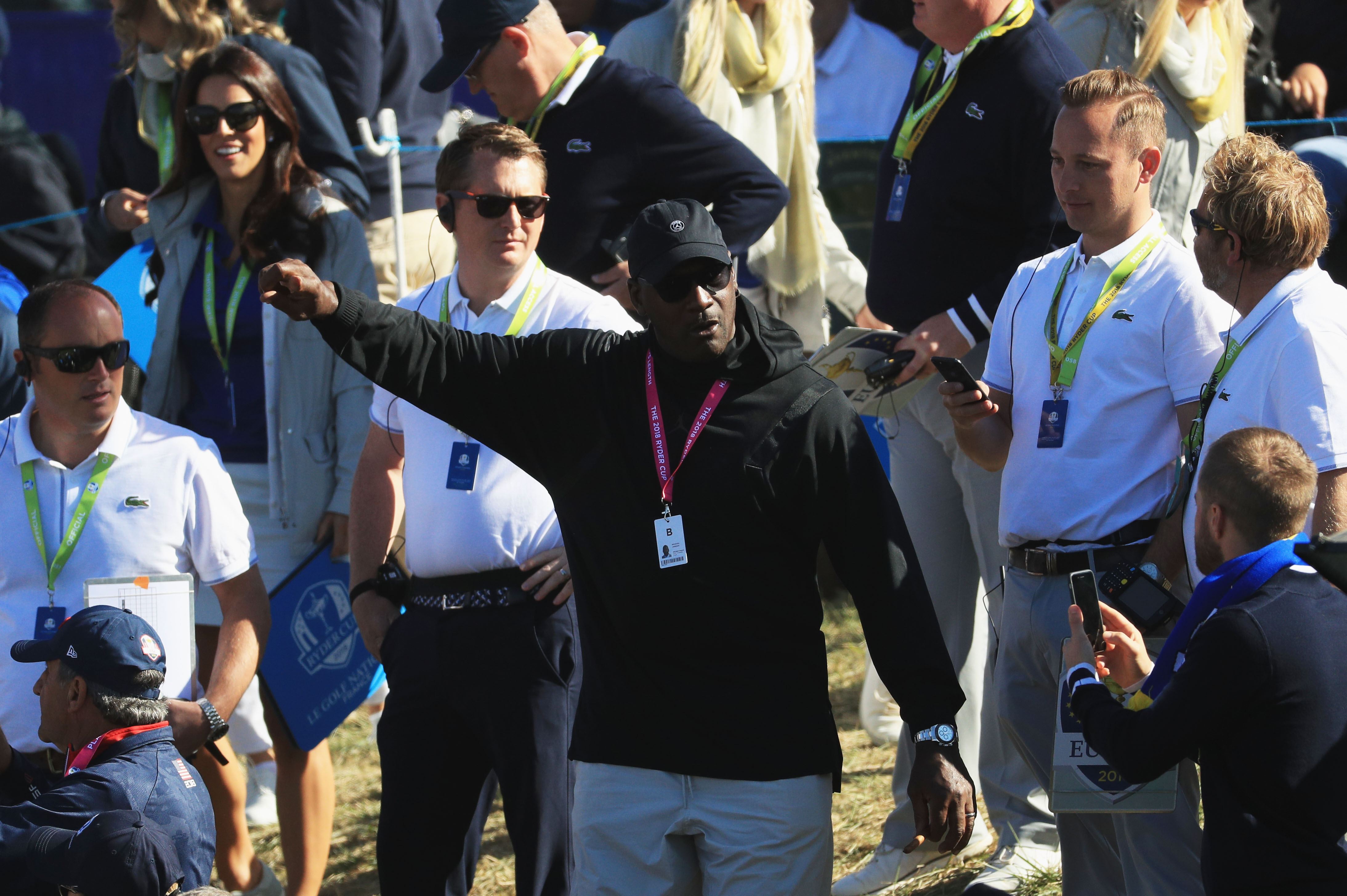Michael Jordan at the 2018 Ryder Cup golf tournament in France.