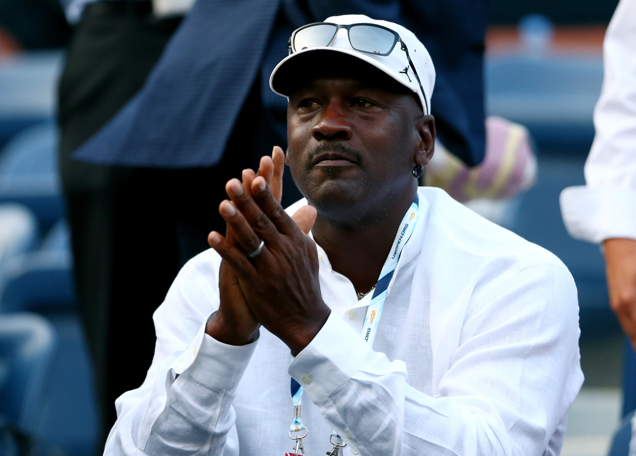 NBA and Chicago Bulls legend Michael Jordan watching the 2014 US Open.