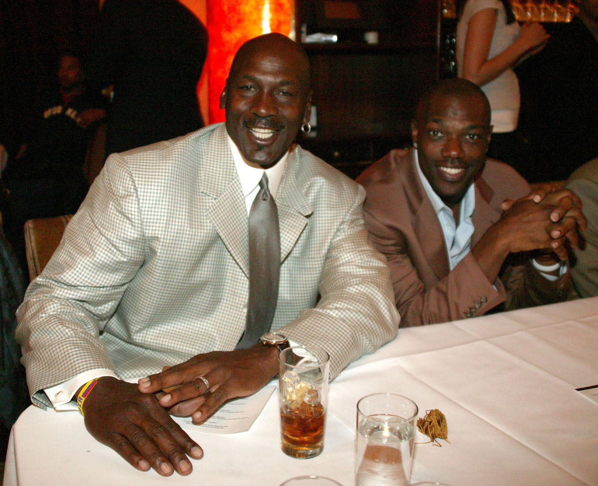 Michael Jordan and Terrell Owens during Michael Jordan Hosts 2005 Jordan Classic Dinner