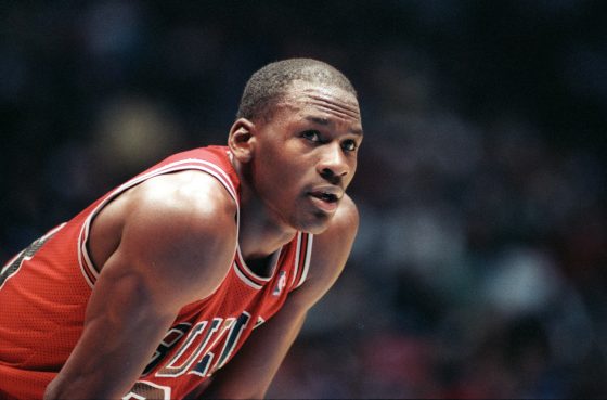 A young Michael Jordan with the Chicago Bulls.
