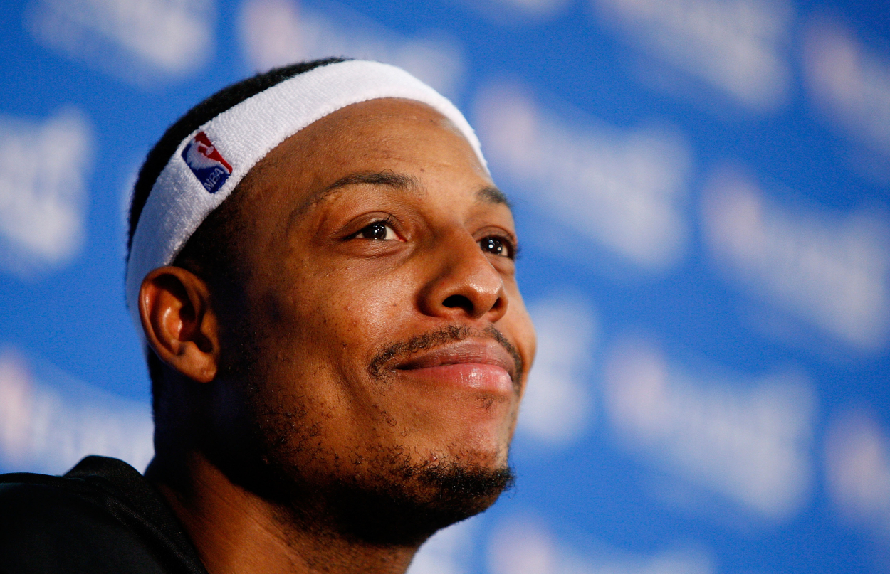 Former Boston Celtics star Paul Pierce after winning Game 7 of the 2008 Eastern Conference semifinals.