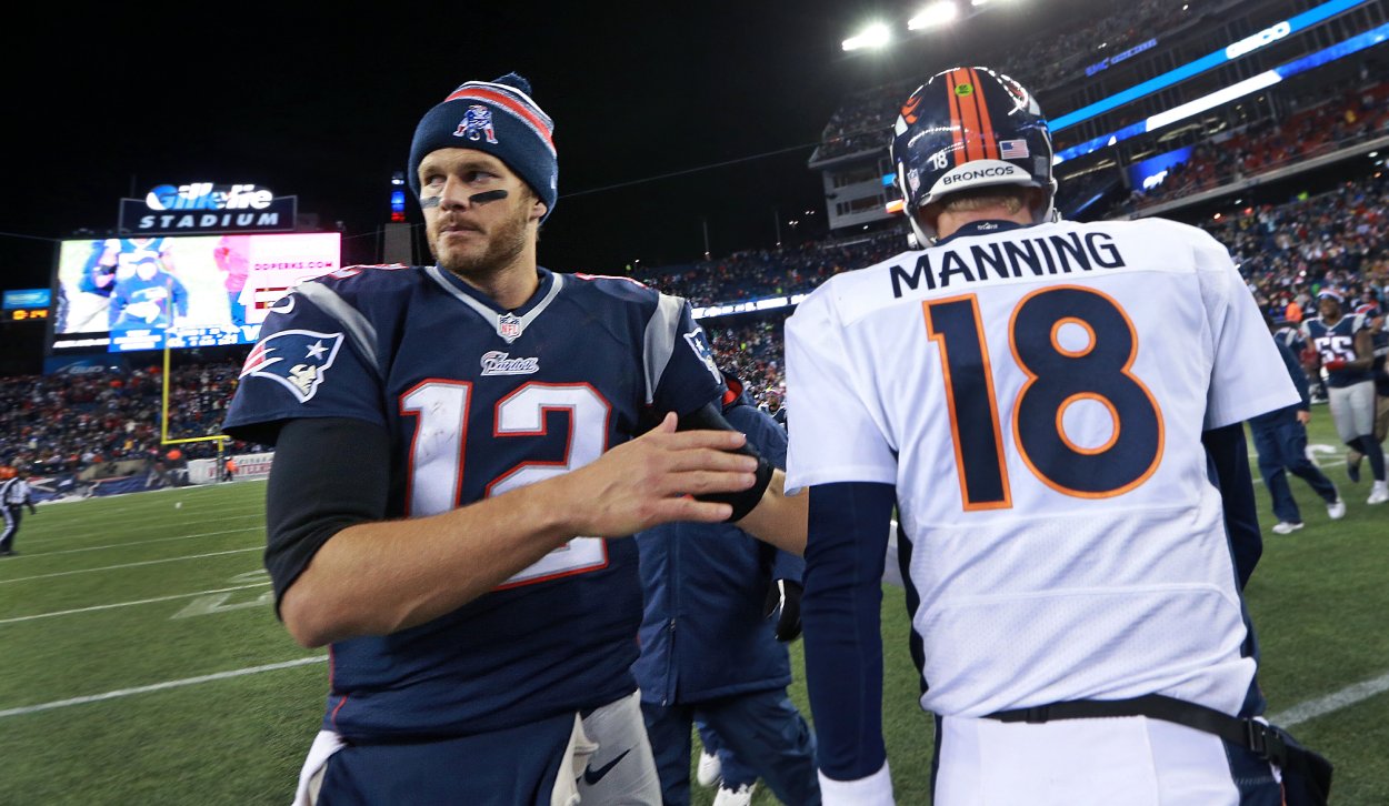 New England Patriots star quarterback Tom Brady and Denver Broncos quarterback Peyton Manning in 2014.