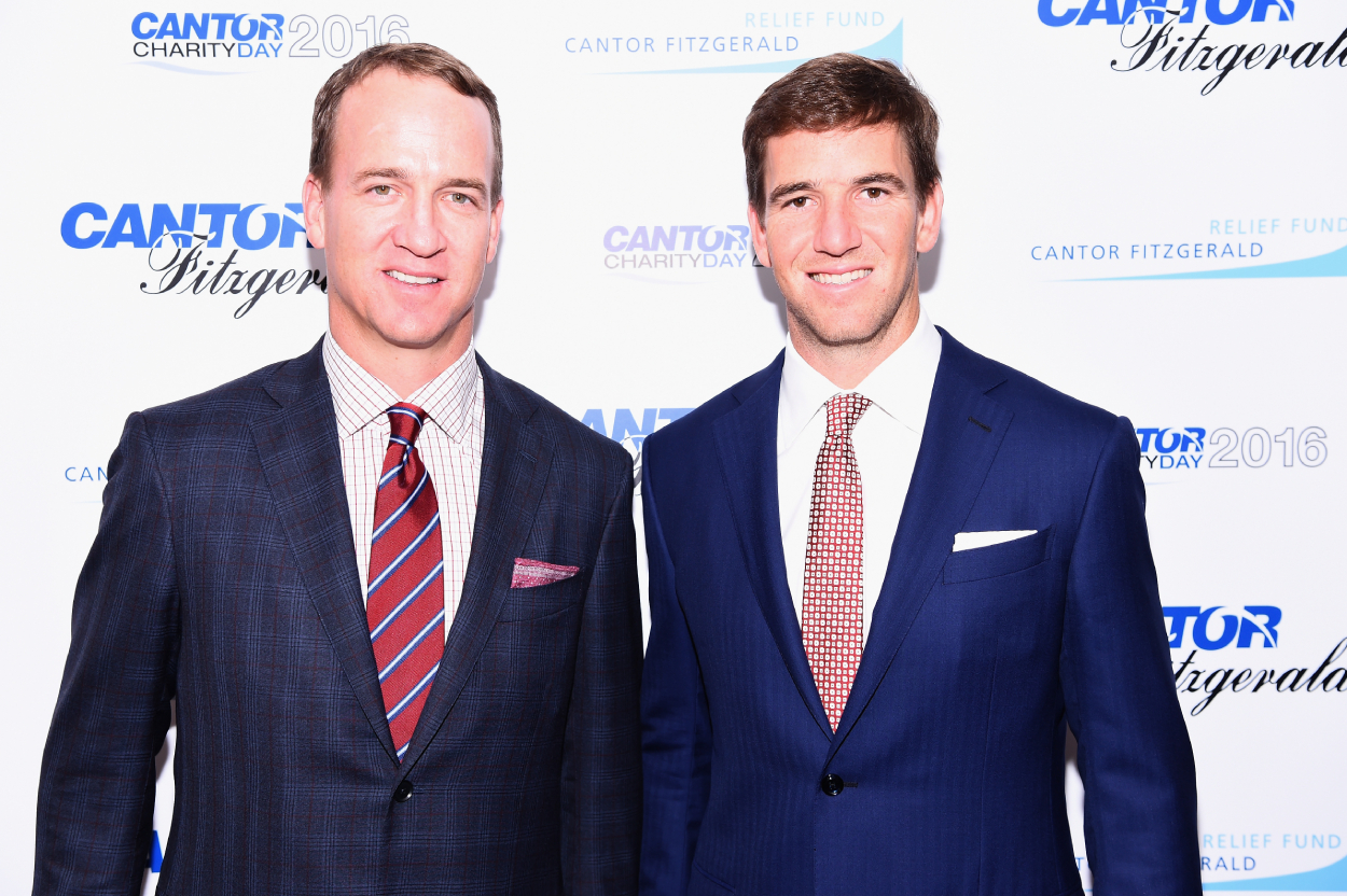 Former NFL stars Peyton and Eli Manning, who now have their own 'Monday Night Football' telecast.