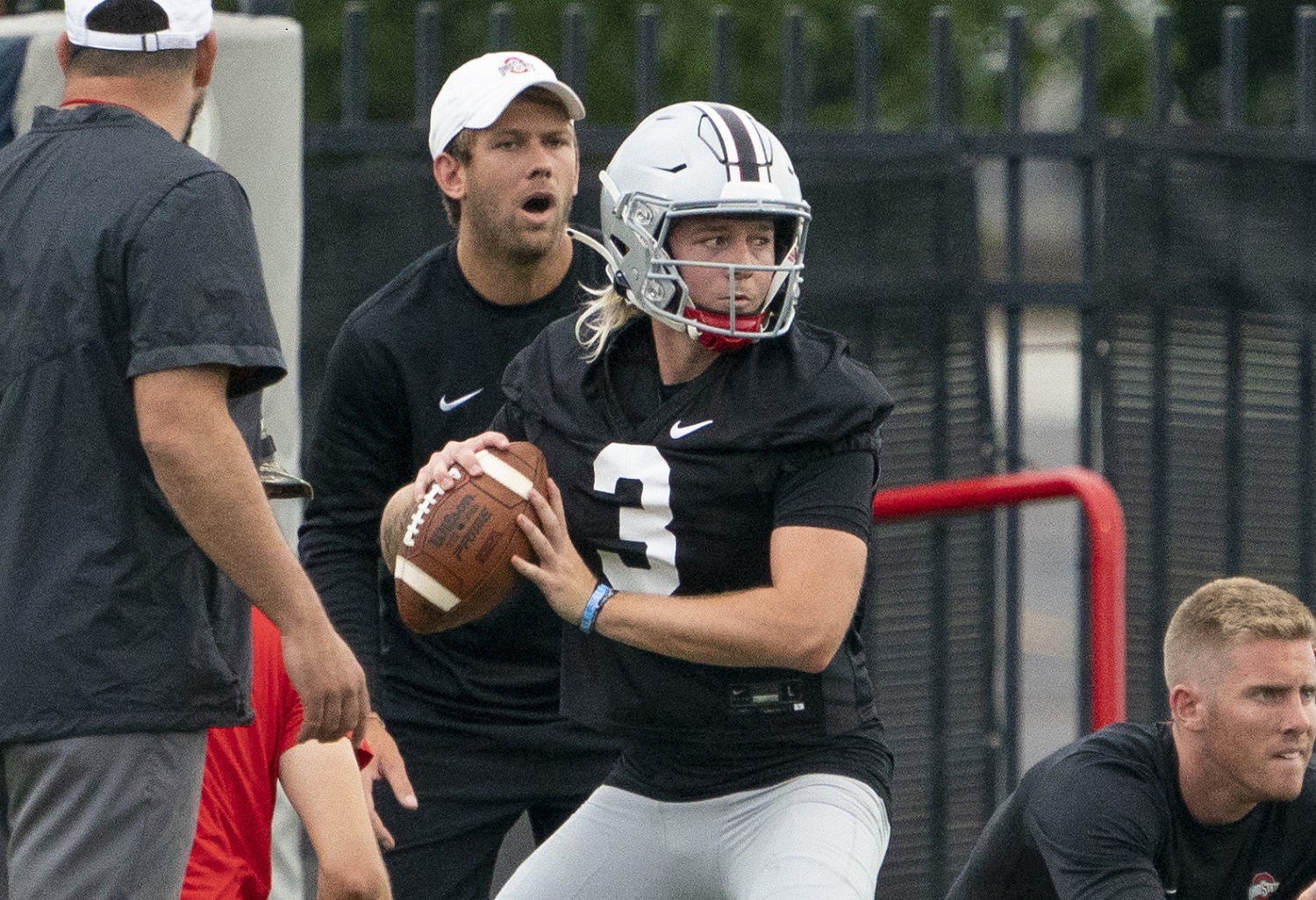 Ohio State freshman Quinn Ewers during fall camp at the Woody Hayes Athletic Center in Columbus, Ohio on Aug. 18, 2021.