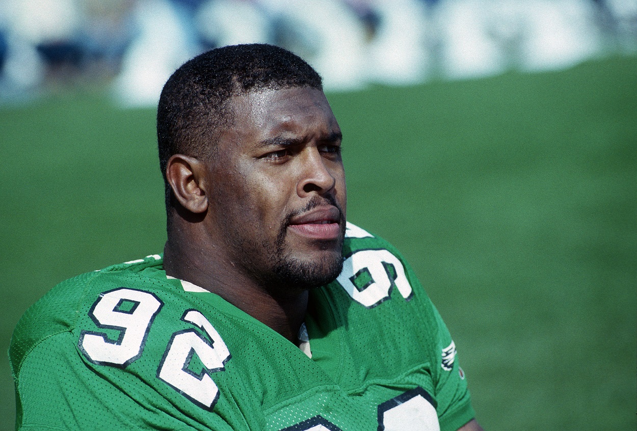 NFL legend Reggie White during an Eagles-Browns matchup in 1988